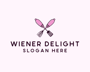 Kitchen Whisk & Spatula logo design