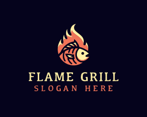 Grill - Hot Fish Grill logo design