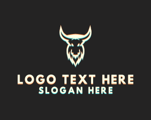 Bull Cartoon Anaglyph logo design