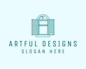 Teal Window Shutters logo design