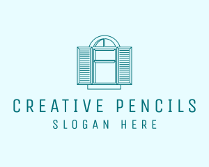 Teal Window Shutters logo design