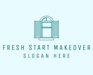 Teal Window Shutters logo design