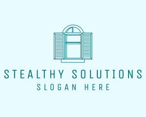 Teal Window Shutters logo design