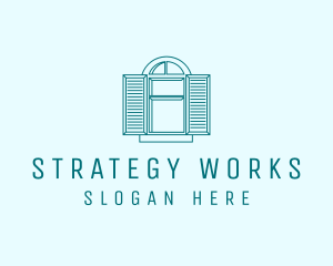 Teal Window Shutters logo design