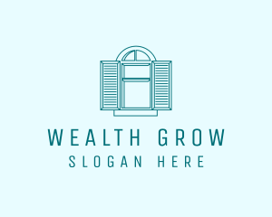 Teal Window Shutters logo design