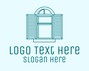 Open - Teal Window Shutters logo design