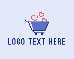 Shopaholic - Shopping Cart Hearts logo design