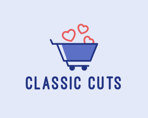 Shopping Cart Hearts  logo design