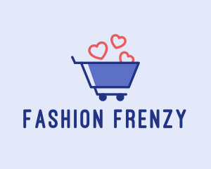 Shopaholic - Shopping Cart Hearts logo design