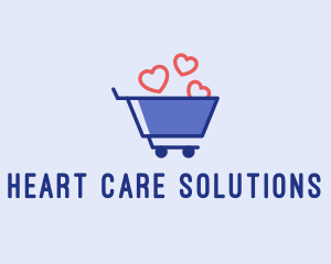 Shopping Cart Hearts  logo design