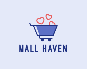 Shopping Cart Hearts  logo design