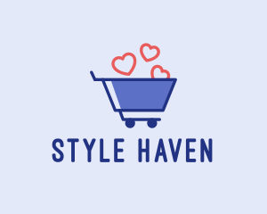 Shopping Cart Hearts  logo design