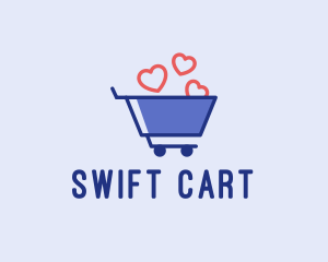 Shopping Cart Hearts  logo design