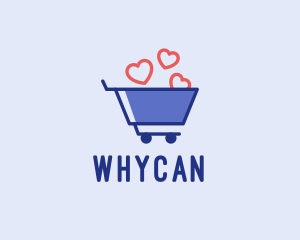 Online Shop - Shopping Cart Hearts logo design