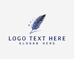 Copywriter - Sparkle Writing Feather Signature logo design