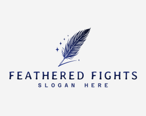 Sparkle Writing Feather Signature logo design