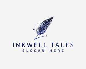 Novel - Sparkle Writing Feather Signature logo design