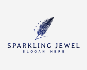 Sparkle Writing Feather Signature logo design