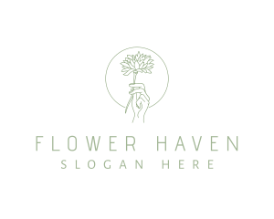 Feminine Flower Hand logo design