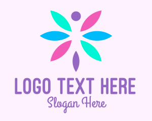 Full-bloom - Colorful Butterfly Flower logo design