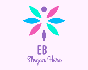 Flowering - Colorful Butterfly Flower logo design