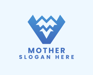 Blue Mountain Range Letter V Logo