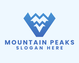 Himalayas - Blue Mountain Range Letter V logo design