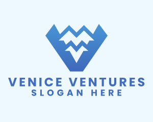 Blue Mountain Range Letter V logo design