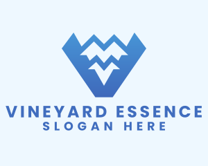 Blue Mountain Range Letter V logo design