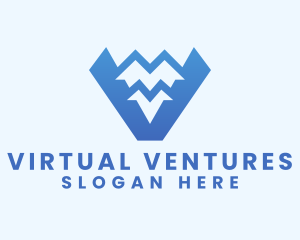 Blue Mountain Range Letter V logo design