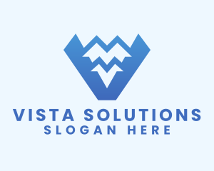 Blue Mountain Range Letter V logo design