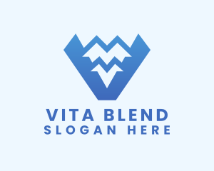 Blue Mountain Range Letter V logo design