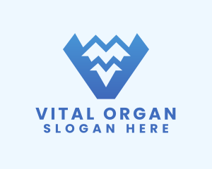 Blue Mountain Range Letter V logo design