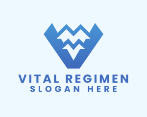 Blue Mountain Range Letter V logo design