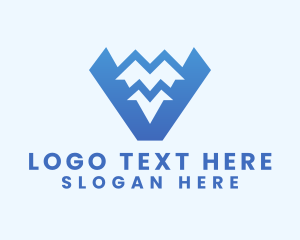 Himalayas - Blue Mountain Range Letter V logo design