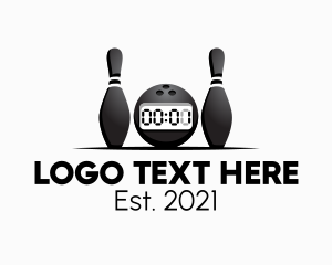 League - Bowling Digital Clock logo design