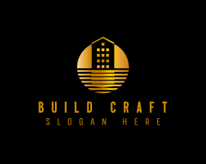 Skyscraper Sun Building logo design