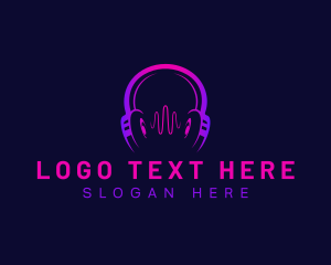 Vlogger - Headphone Wave Recording logo design