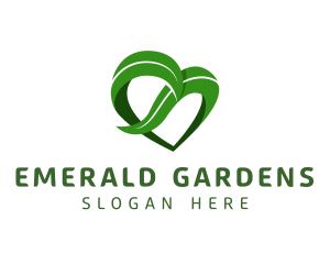 Organic Leaf Heart logo design