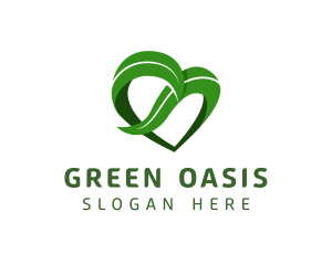 Organic Leaf Heart logo design