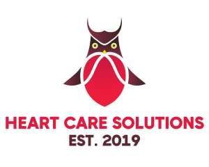 Gradient Heart Owl logo design