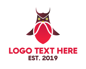 Feather - Gradient Heart Owl logo design