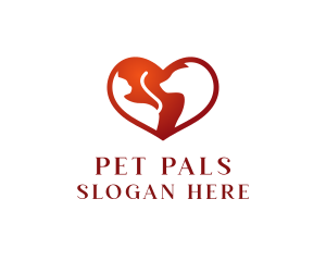 Negative Space Pet Heart logo design