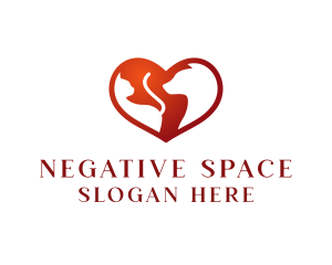 Negative Space Pet Heart logo design