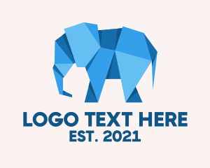 Origami - Blue Papercraft Elephant logo design