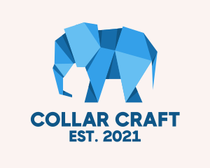 Blue Papercraft Elephant  logo design