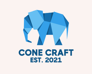 Blue Papercraft Elephant  logo design