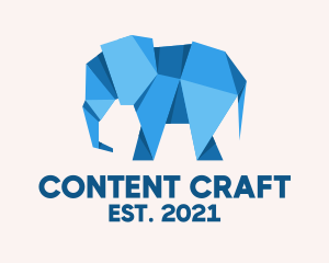 Blue Papercraft Elephant  logo design