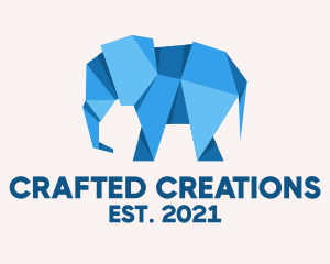 Blue Papercraft Elephant  logo design