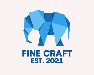 Blue Papercraft Elephant  logo design